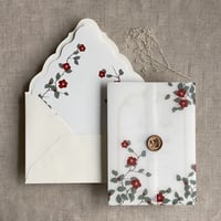 Image 2 of Red velvet camellia floral printed vellum wraps + envelope liners PACK of 10