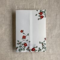 Image 7 of Red velvet camellia floral printed vellum wraps + envelope liners PACK of 10