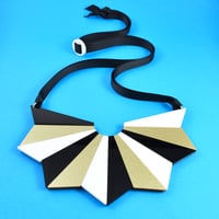 Image 3 of Monochrome and Gold Starburst Statement Necklace