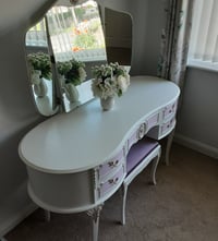 Image 2 of Louis Style Dressing Table with Triple Mirrors and Stool.