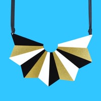 Image 2 of Monochrome and Gold Starburst Statement Necklace