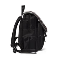 Image 2 of Statue Embrace Backpack | Urban Sculpture Print, Cityscape Flap Backpack