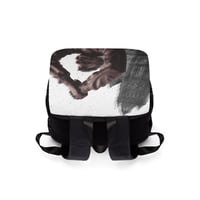 Image 4 of Statue Embrace Backpack | Urban Sculpture Print, Cityscape Flap Backpack