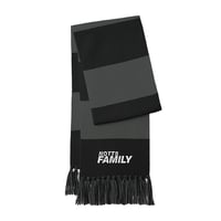 Notts Family | Embroidered Striped Scarf Spectator Scarf | Black & Grey