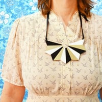 Image 1 of Monochrome and Gold Starburst Statement Necklace