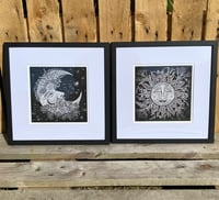 Image 4 of ‘Sunburst’ & ‘Stargazer’ linocut prints set