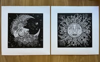 Image 1 of ‘Sunburst’ & ‘Stargazer’ linocut prints set