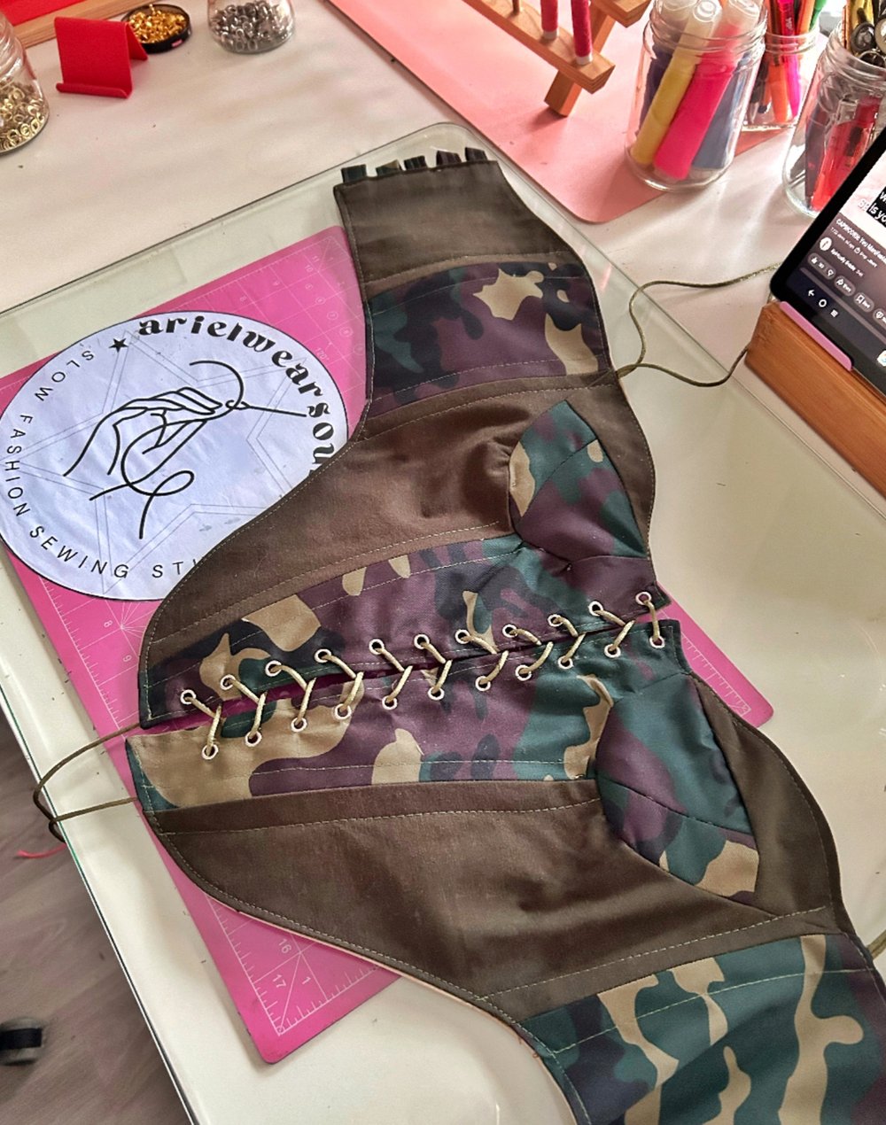Image of camo halter corset