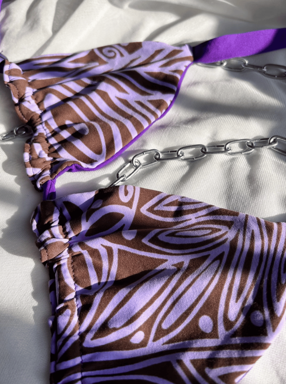 Image of the amethyst purple reversible bikini set