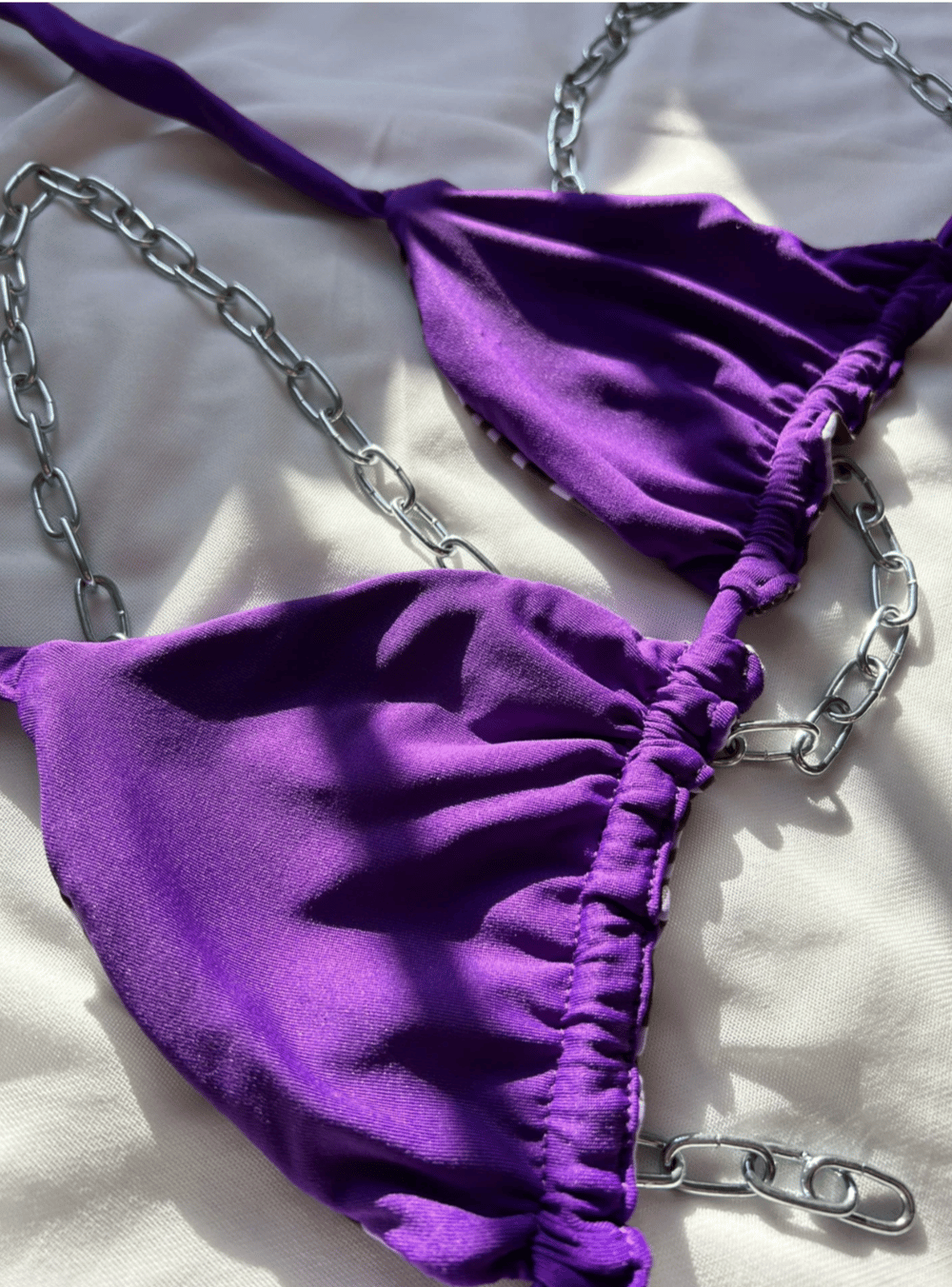 Image of the amethyst purple reversible bikini set