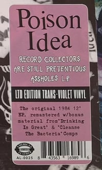 Image 3 of POISON IDEA - "Record Collectors Are STILL Pretentious Assholes" LP (Violet Vinyl) 