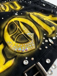 Image 2 of Watch the Wolves "Gothic Airbrush" Rhinestone Denim
