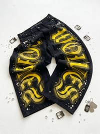Image 3 of Watch the Wolves "Gothic Airbrush" Rhinestone Denim