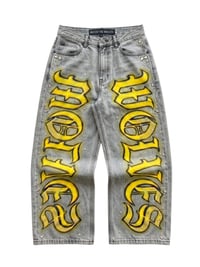 Image 1 of Watch the Wolves "Acid Grey" Rhinestone Denim