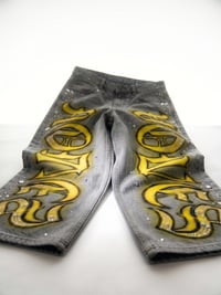 Image 3 of Watch the Wolves "Acid Grey" Rhinestone Denim