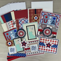 Image 1 of Patriotic Card Making Kit for Adults to DIY 6 Fourth of July Greeting Cards for Beginners