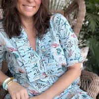 Image 1 of The Ruffle sea print  Kaftan 