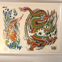 Image 1 of 1996 Pfficial Tattoo Brand production dragon koi sheet 581-c