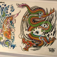 Image 2 of 1996 Pfficial Tattoo Brand production dragon koi sheet 581-c