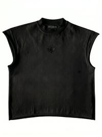 Image 1 of The "Watch the Wolves" Raw-Edge Muscle Tee | Triple Black