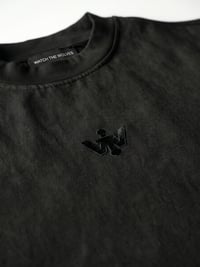 Image 2 of The "Watch the Wolves" Raw-Edge Muscle Tee | Triple Black