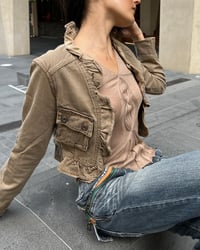 Image 2 of BEIGE FRILL CROPPED JACKET