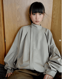 Image 3 of THE IDIOT Pleated Bomber Grey Green