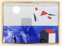 Paisaje gris, azul y rojo