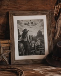 Vintage Style Black and White Mounted Cowgirl Print