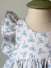 Image 1 of Blue Bow Cotton Baby Dress Set