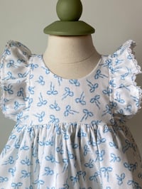 Image 2 of Blue Bow Cotton Baby Dress Set