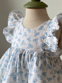 Image 3 of Blue Bow Cotton Baby Dress Set