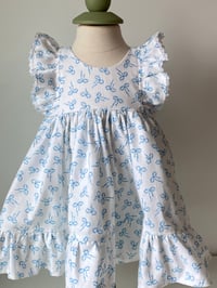 Image 4 of Blue Bow Cotton Baby Dress Set