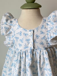 Image 5 of Blue Bow Cotton Baby Dress Set