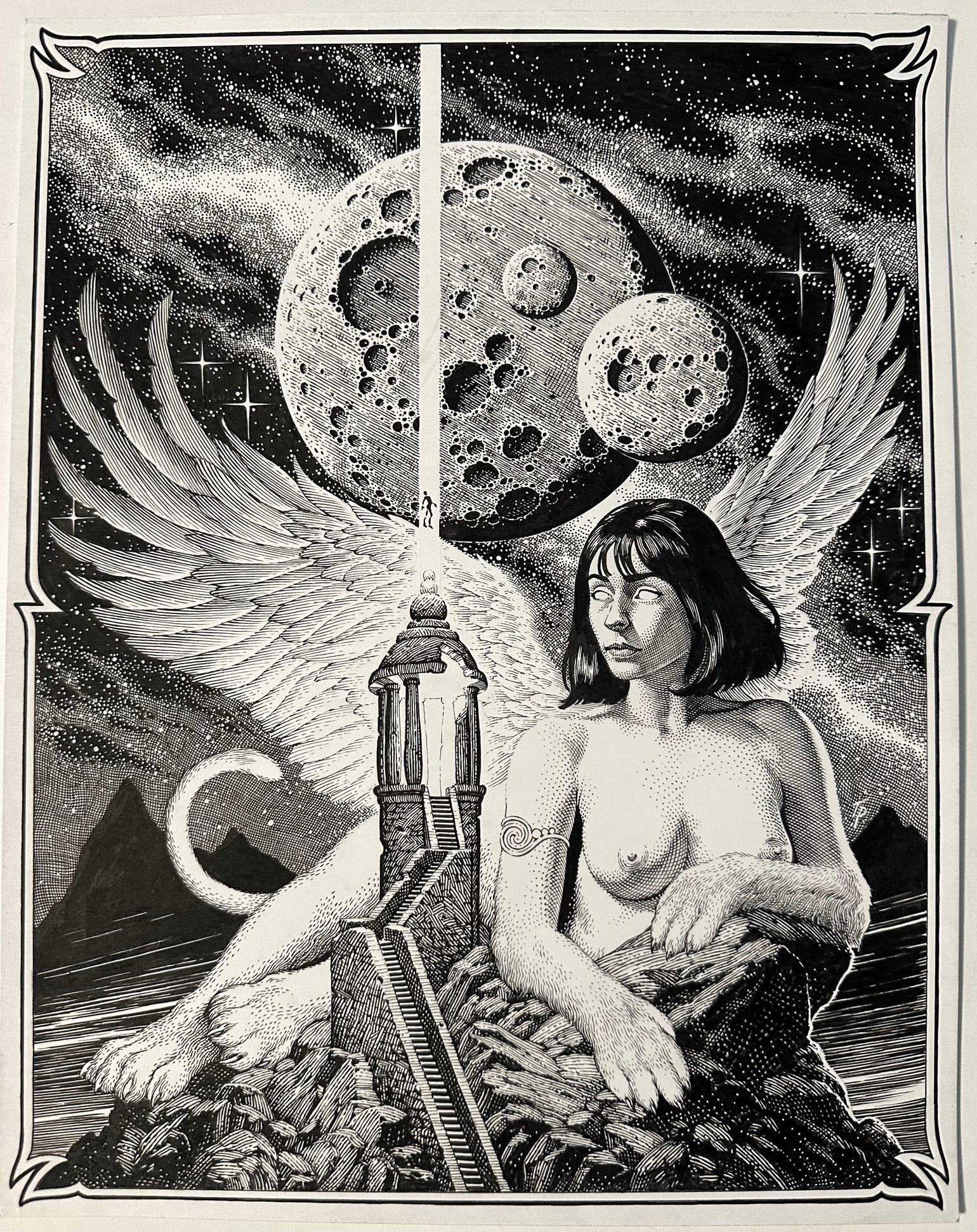 Image of Sphinx shirt and flyer design for Oryx (original art)