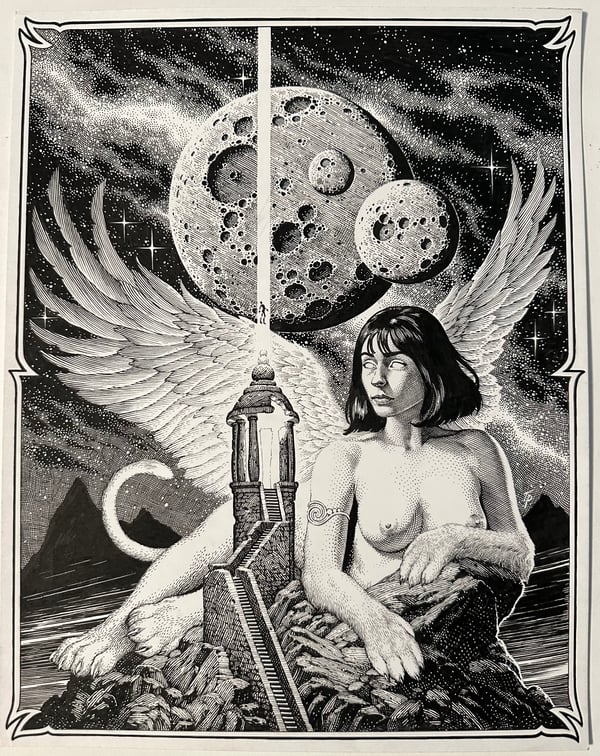 Image of Sphinx shirt and flyer design for Oryx (original art)
