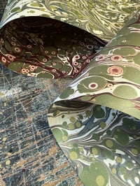 Image 1 of *DOUBLE-SIDED* PRINTED Marbled Paper - 'Aventurine' & 'Water Meadow' 