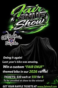 Who’s feelin’ lucky? Fair Enuf themed bicycle raffle tickets!!