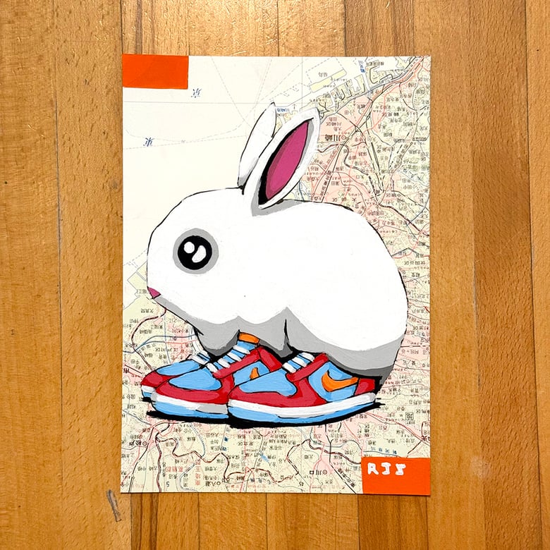 Image of Bunny in Dunks / unframed original painting