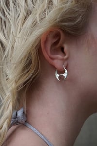 Image 2 of Silver Battle Hoop Earrings 