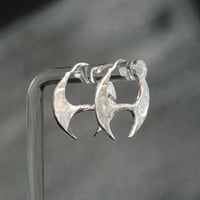 Image 3 of Silver Battle Hoop Earrings 