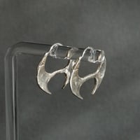 Image 1 of Silver Battle Hoop Earrings 