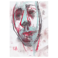 Tilted - Sketchbook Drawing in Soft Pastels and Charcoal on Paper 
