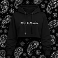Image 1 of (Pre-Order) EMBOSS Cropped Hoodie - Black