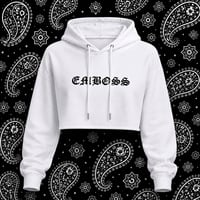 Image 1 of (Pre-Order) EMBOSS Cropped Hoodie - White