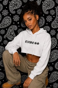 Image 2 of (Pre-Order) EMBOSS Cropped Hoodie - White