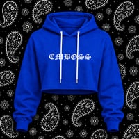 Image 1 of (Pre-Order) EMBOSS Cropped Hoodie - Blue
