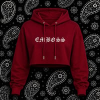 Image 1 of (Pre-Order) EMBOSS Cropped Hoodie - Deep Red