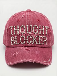Image 1 of "THOUGHT BLOCKER" Distressed Rhinestone Cap