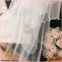 Image 4 of Lei’cey: Chapel Lettuce and Lace Edged 2 Tier Wedding Veil
